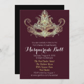 Custom Masquerade Ball-uitnodigingen - Wine-kleur Kaart (Voorkant / Achterkant)