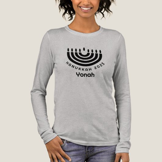 Custom Matching Hanukkah 2025 Menorah Minimalist Tri-Blend Shirt (Voorkant)