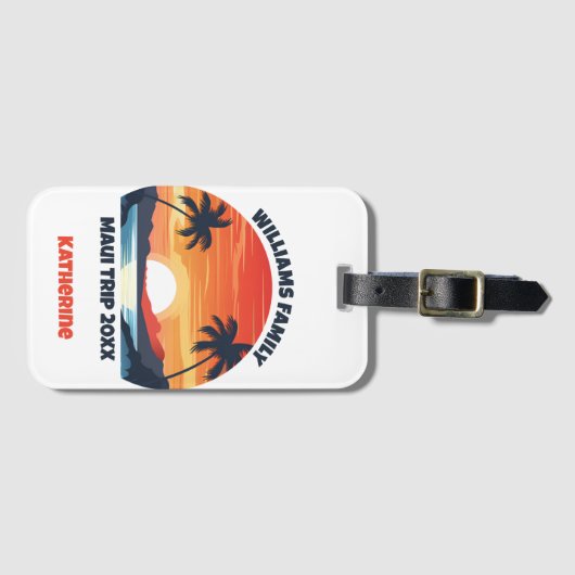 Custom Maui Trip Cool Sunrise Palmbomen Bagagelabel (Voorkant (horizontaal))