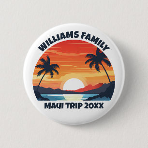 Custom Maui Trip Cool Sunrise Palmbomen Ronde Button 5,7 Cm