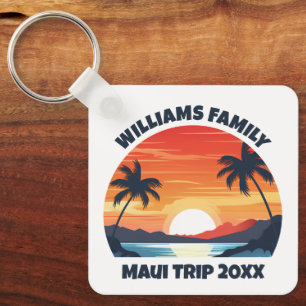 Custom Maui Trip Cool Sunrise Palmbomen Sleutelhanger