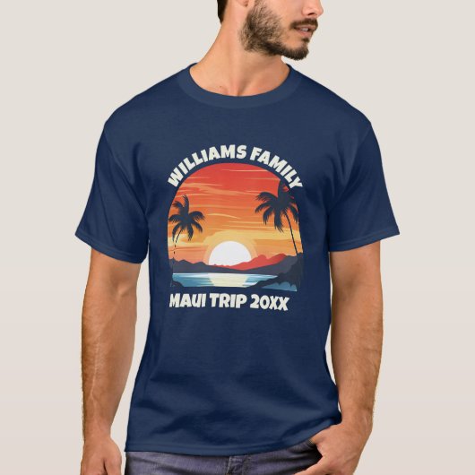 Custom Maui Trip Cool Sunrise Palmbomen T-shirt (Voorkant)