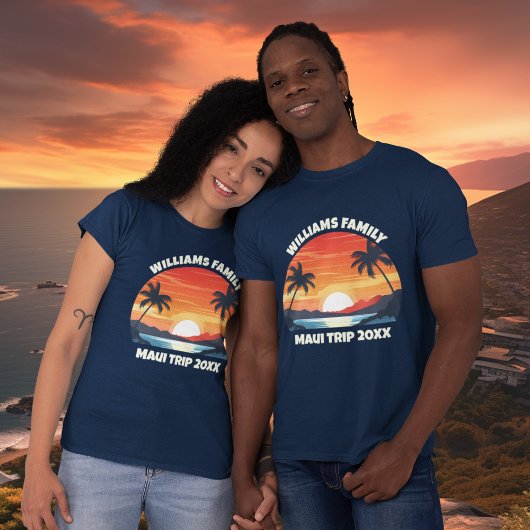 Custom Maui Trip Cool Sunrise Palmbomen T-shirt