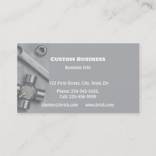 Custom Mechanic Machinery Engineering Automotive Visitekaartje (Voorkant)