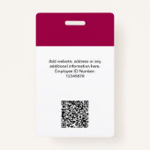 Custom Medewerker Modern ID Kaart Cherry Red QR Ba Badge (Achterkant)