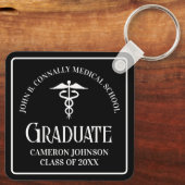 Custom Medical School Black Graduation Keepsake Sleutelhanger (Achterkant)