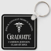 Custom Medical School Black Graduation Keepsake Sleutelhanger (Achterkant)