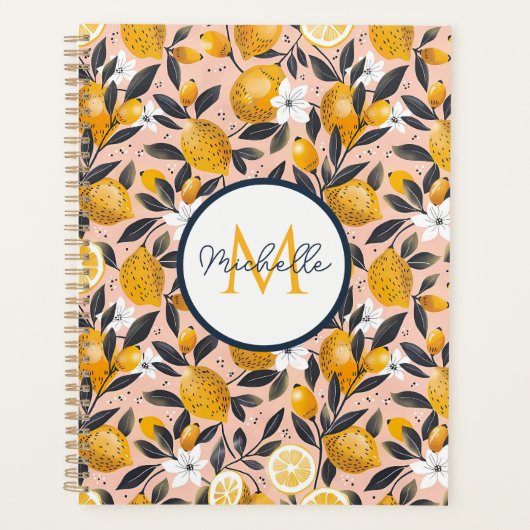 Custom Mediterranean Lemon Pattern Planner (Voorkant)