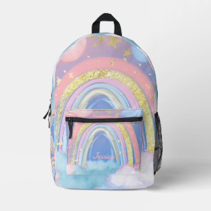 Custom Meisjes Naam Whimsical Rainbow Kinder Bedrukte Rugzak