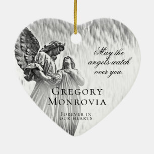 Custom Memorial Angel in Black and White Keramisch Ornament