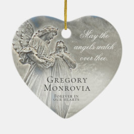 Custom Memorial Angels die over kijkt Keramisch Ornament