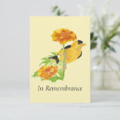 Custom Memorial Service Goldfinch & Marigold Kaart (Staand voorkant)