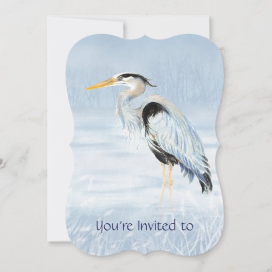 Custom Memorial Service Invite Blue Heron Bird Kaart (Voorkant)