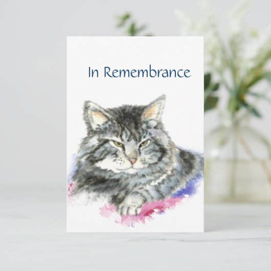 Custom Memorial Service Uitnodiging voor Cat Lover (Staand voorkant)