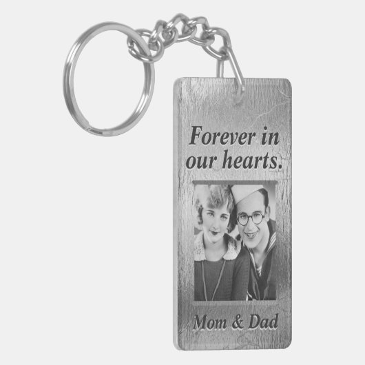 Custom Memorial Silver Kijk mama en papa Sleutelhanger (Voorkant Links)