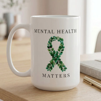 Custom Mental Health Matters Green Ribbon  Koffiemok