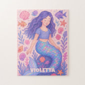 Custom Mermaid Puzzle with Name & Ocean Shells Legpuzzel (Verticaal)