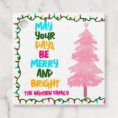 Custom Merry Bright Pink Christmas Party Bedankjes Labels (Voorkant)