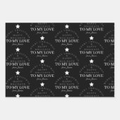 Custom Merry Christmas Black Monogram Echtgenote E Inpakpapier Vel (Voorkant 3)