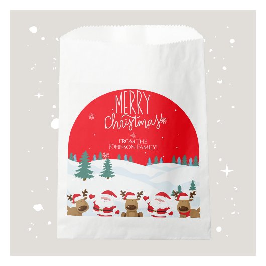 Custom Merry Christmas Favor Tassen met Familienaa Bedankzakje