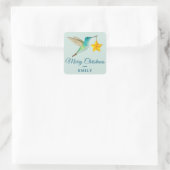 Custom Merry Christmas Hummingbird Square Sticker (Sac)