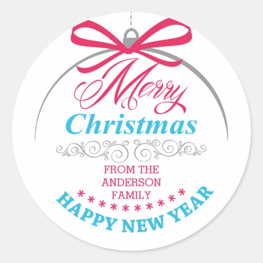 Custom Merry Christmas Modern Ornament Sticker (Voorkant)