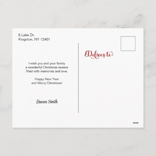 Custom Merry Christmas Script in Goud Bloemen Lijs Feestdagenkaart (Achterkant)