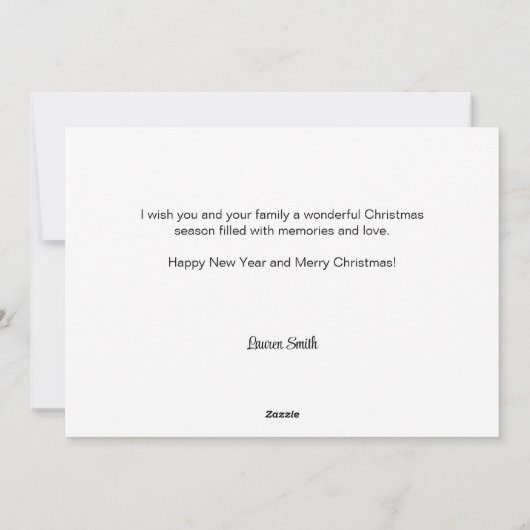 Custom Merry Christmas Script in Goud Bloemen Lijs Feestdagenkaart (Achterkant)