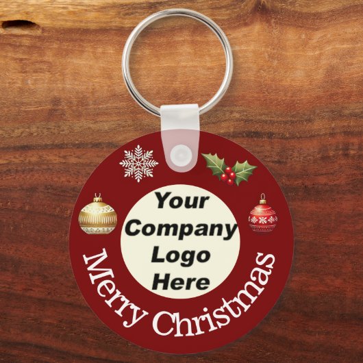 Custom Merry Christmas Sleutelhanger met Bedrijf L (Voorkant)