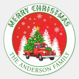 Custom Merry Christmas  truck rustiek Ronde Sticker