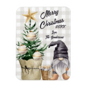 Custom Merry Christmas Waterverf Gnome Plaid Magneet (Verticaal)