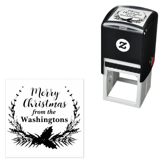 Custom Merry Christmas Wreath Zelfinking Stamp Zelfinktende Stempel (In situ)
