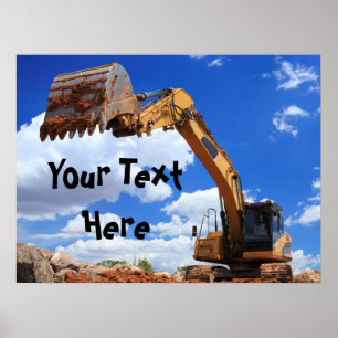 Custom Message Digger Excavator Tractor Poster