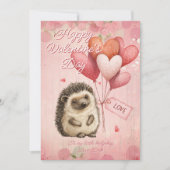 Custom Message Hedgehog Animal Valentines Day Feestdagenkaart (Voorkant)