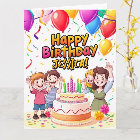 Custom Message Kaart – gepersonaliseerde Happy Bir (Gele Bloem)