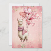 Custom Message Llama Animal Valentines Day Feestdagenkaart (Voorkant)