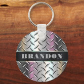 Custom Metal Chrome Diamond Bord Sleutelhanger (Voorkant)