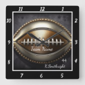 Custom Metallic Football  Vierkante Klok (Voorkant)