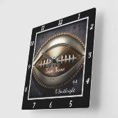 Custom Metallic Football  Vierkante Klok (Hoek)