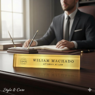 Custom Metallic Gold Name Bord voor juristen Naambordje