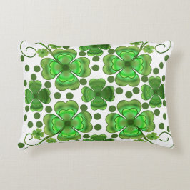 Custom Metallic Green Clover & Swirl Pattern Accent Kussen