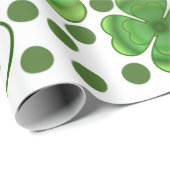 Custom Metallic Green Clover & Swirl Pattern  Cadeaupapier (Rol Hoek)