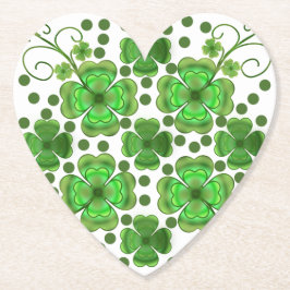 Custom Metallic Green Clover & Swirl Pattern Kartonnen Onderzetters