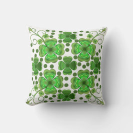 Custom Metallic Green Clover & Swirl Pattern Kussen
