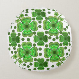 Custom Metallic Green Clover & Swirl Pattern Rond Kussen