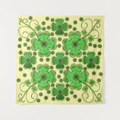Custom Metallic Green Clover & Swirl Pattern  Wandkleed (Voorkant (horizontaal))