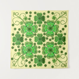 Custom Metallic Green Clover & Swirl Pattern Wandkleed