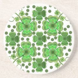 Custom Metallic Green Clover & Swirl Pattern Zandsteen Onderzetter