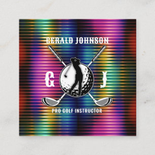 Custom Metallic Kleurrijke Golf Monogram Ontwerp Vierkante Visitekaartje