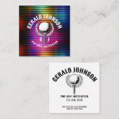 Custom Metallic Kleurrijke Golf Monogram Ontwerp Vierkante Visitekaartje (Voorkant / Achterkant)